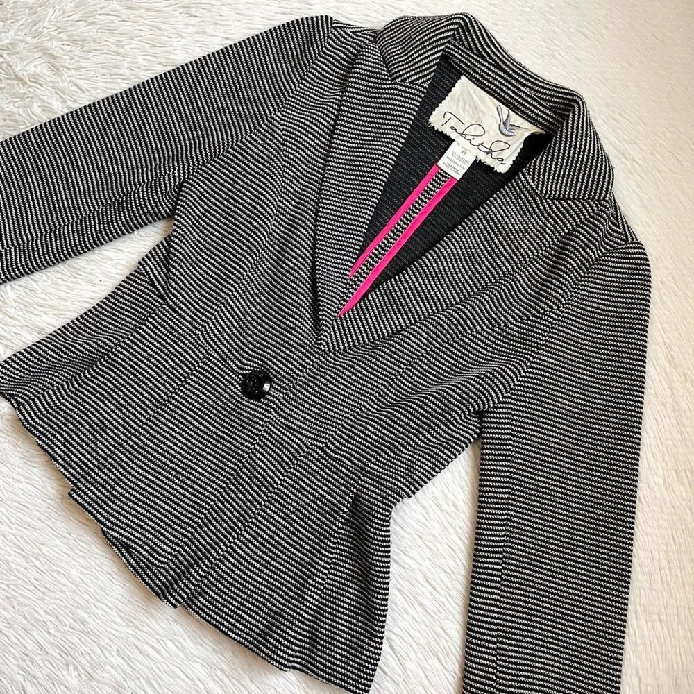 Anthropologie Women's Black and White Jacke,Women's Striped Gray‎ Blazer Size XS - Picture 5 of 8